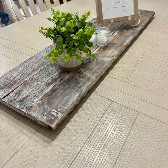 Large Rustic Wood Serving Board Tray Centerpiece-Distressed Torched White - Picture 3 of 11